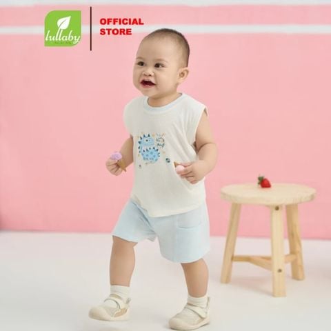 Bộ bé trai Lullaby sát nách NH623C - Ivory - Xanh nhạt