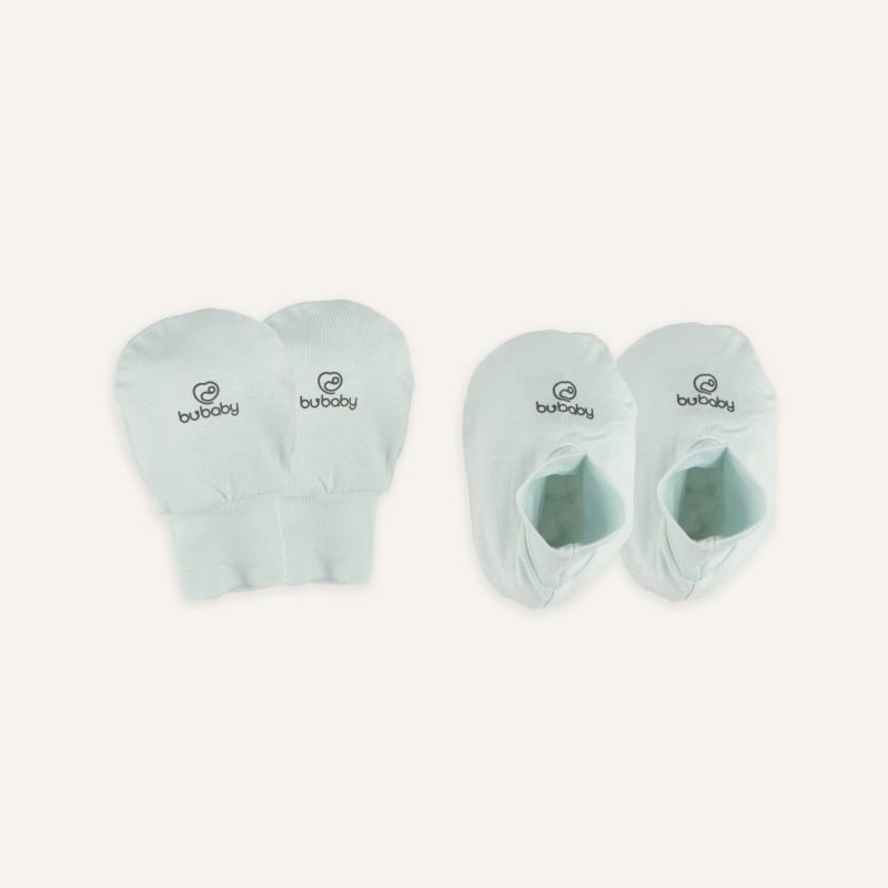 BỘ BAO CHÂN, BAO TAY BU BABY BAMBUS - XANH BẠC HÀ