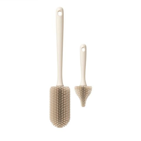Bộ cọ bình sữa, núm ti Silicone Mother-K màu ghi sáng