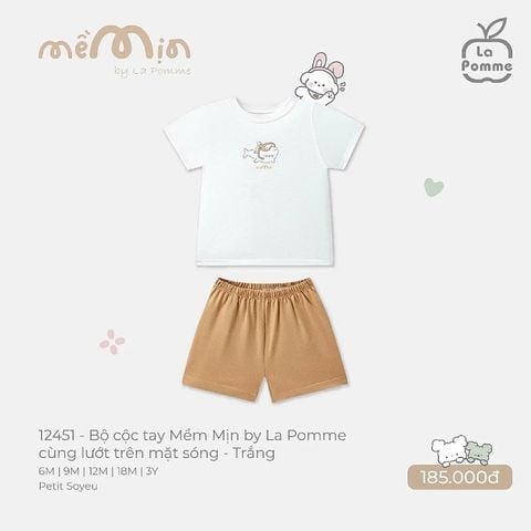 Bộ cộc tay Mềm Mịn by La Pomme cùng lướt trên mặt sóng - Trắng