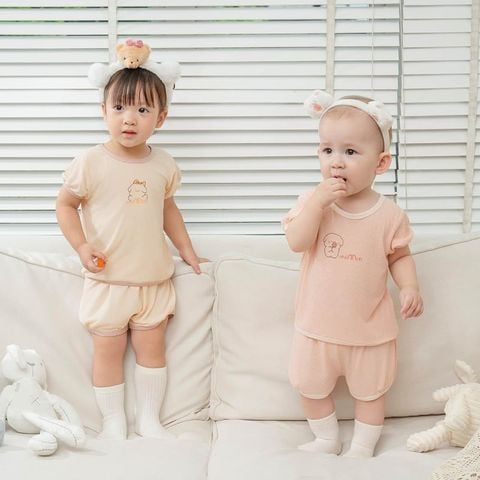 Bộ cộc tay Mềm Mịn by La Pomme kẹo bông ngọt ngào - Be