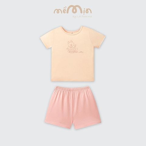 Bộ cộc tay Mềm Mịn by La Pomme phối sắc màu - Hồng cam