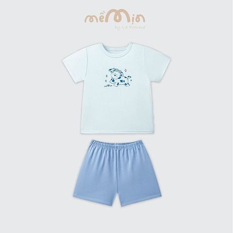 Bộ cộc tay Mềm Mịn by La Pomme phối sắc màu - Xanh biển