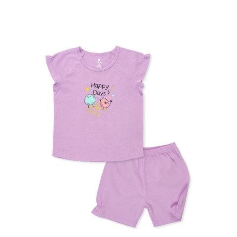 Bộ cộc tay raglan Lullaby NH136V - Tím