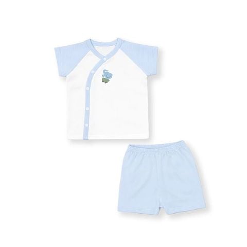 Bộ cài lệch Lullaby cộc tay NH648C - Ivory - Xanh blue