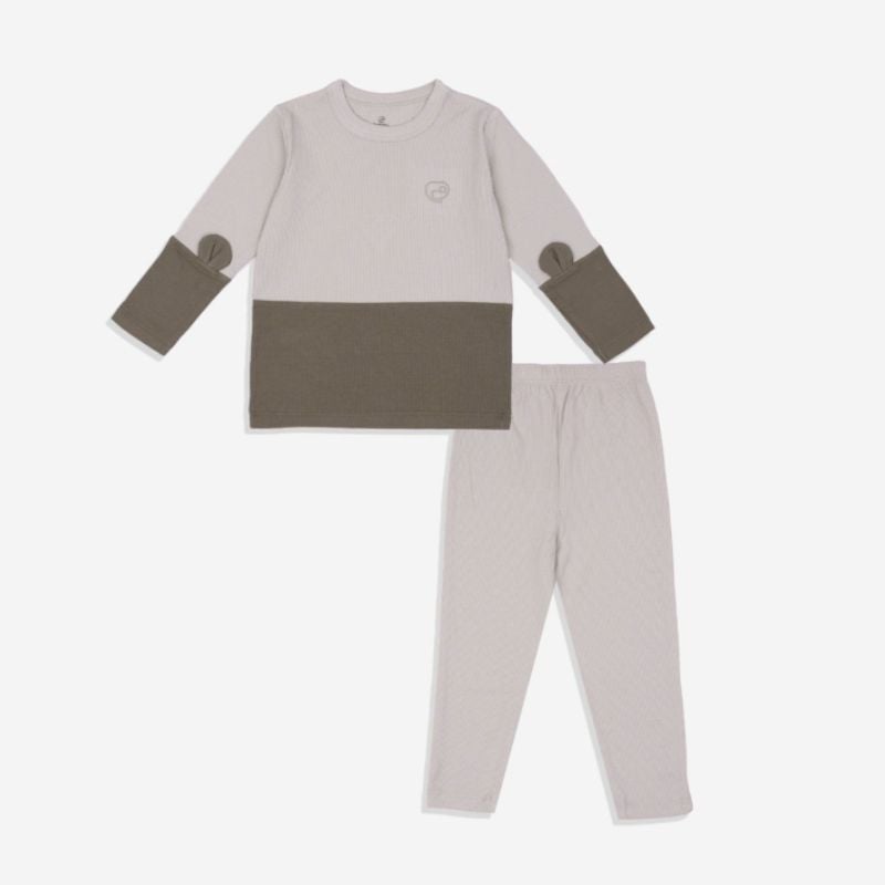 BỘ DÀI TAY CỔ TRÒN BU BABY - BE - NÂU