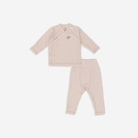 Bộ dài tay cài chéo Bu Baby - Be Hồng
