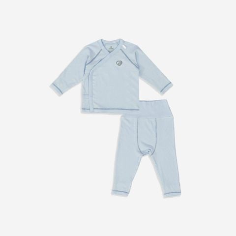 Bộ dài tay cài chéo Bu Baby - Blue