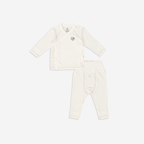 Bộ dài tay cài chéo Bu Baby - Trắng