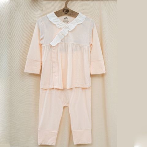 Bộ dài tay cài chéo cổ bèo Bu Baby Siro  - Hồng nhạt 4039