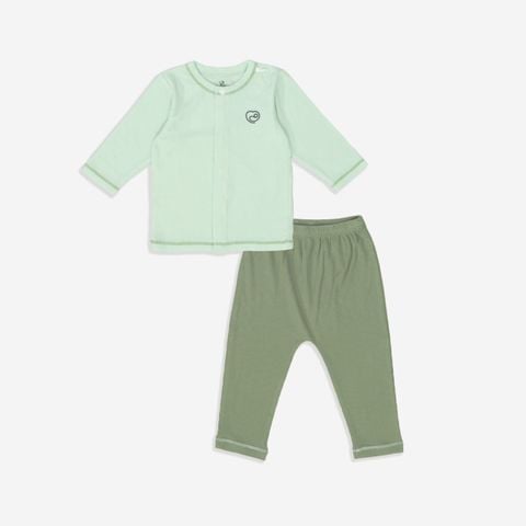 Bộ dài tay cài giữa Bu Baby - Mint - Xanh lá