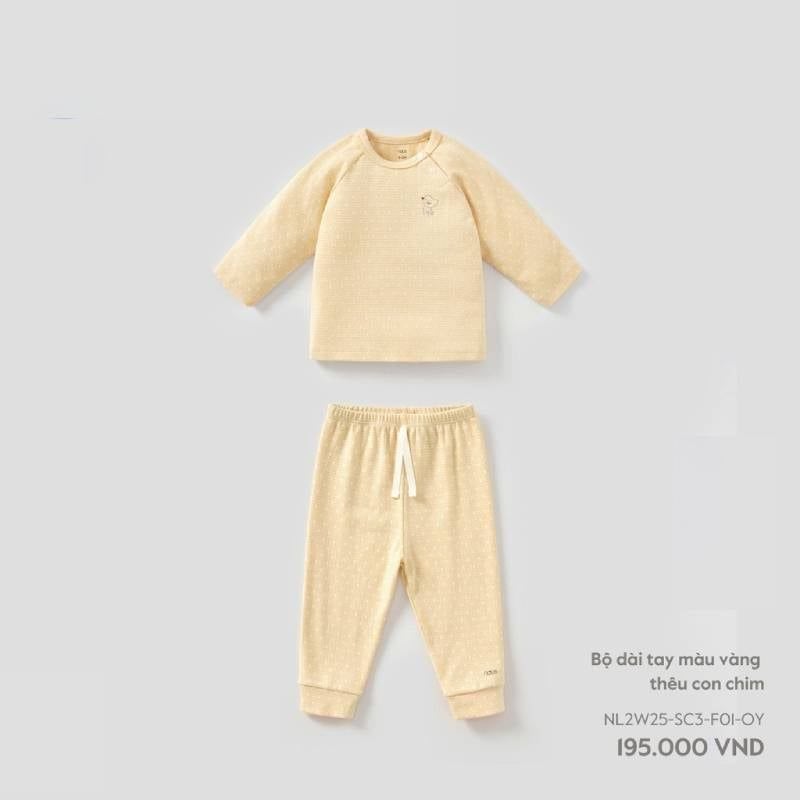 BỘ DÀI TAY NOUS MÀU VÀNG THÊU CON CHIM