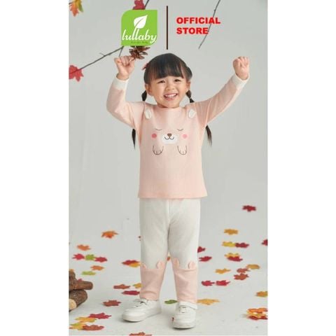 Bộ dài tay raglan Lullaby NH551N - Hồng - Trắng