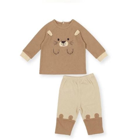 Bộ dài tay raglan Lullaby NH551N - Nâu - Be