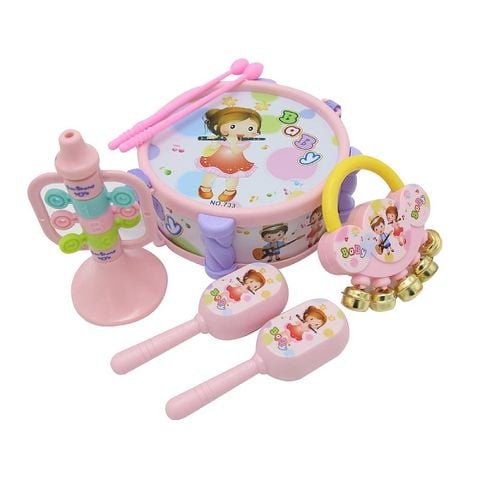 Bộ dụng cụ âm nhạc nhiều món cho bé ToysHouse 733A-53, màu hồng