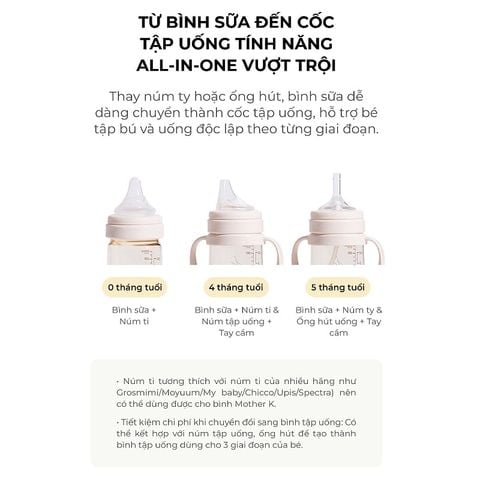 Bộ phụ kiện chuyển đổi bình tập uống mọi tư thế Mother-K