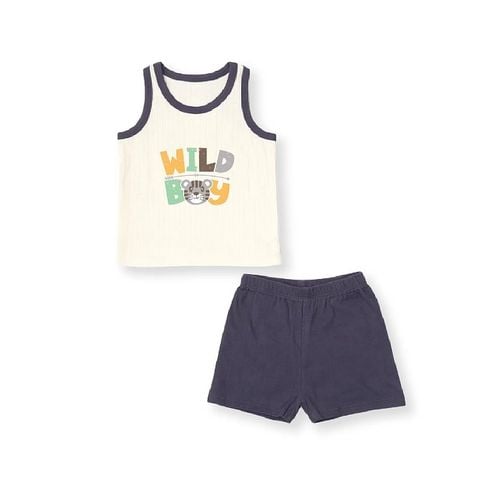 Bộ sát nách bé trai Lullaby NH601C - Be - Nâu đậm