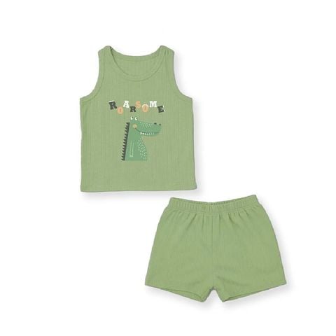 Bộ sát nách bé trai Lullaby NH601C - Xanh green