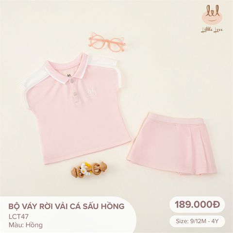 Bộ váy rời Bamboo by LIL vải cá sấu hồng