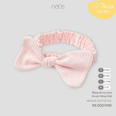 Băng đô nơ Nous chun kẻ sọc hồng nhạt