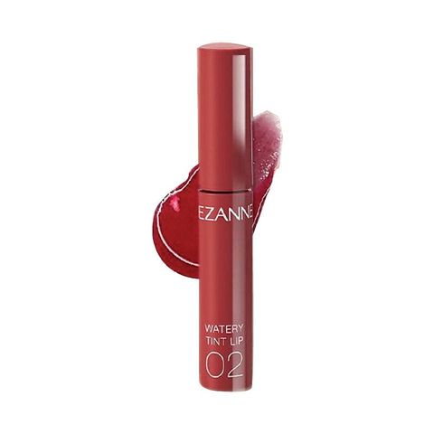 Son tint bóng dưỡng ẩm Cezanne Watery Tint Lip màu 02 Coral Red (Màu đỏ san hô)