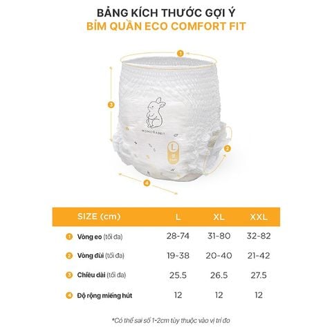 Bỉm quần Momo Rabbit Eco Comfort fit pants size XXL18 miếng