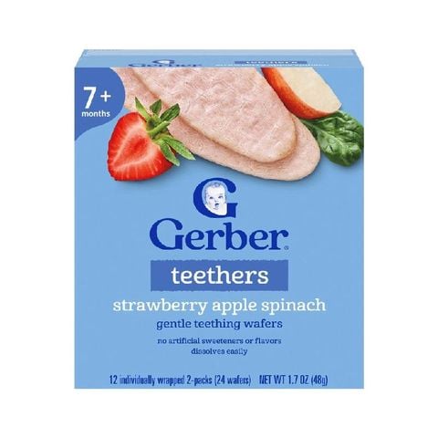 Bánh gạo Gerber vị dâu, táo, cải bó xôi 6 hộp x 48g