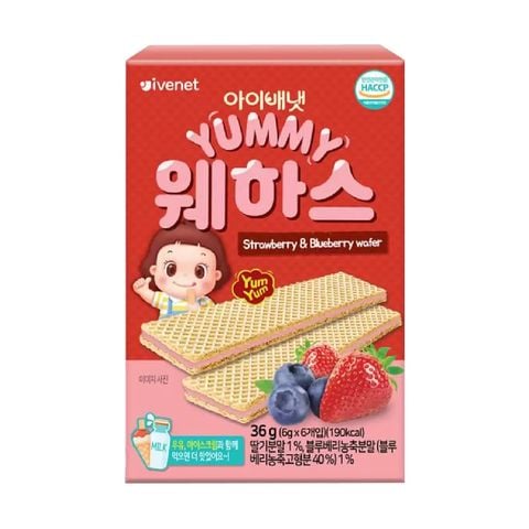 Bánh xốp thanh kẹp kem IVENET vị dâu, việt quất 36gr