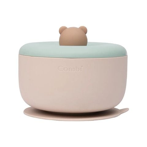 Bát ăn dặm Combi silicone platinum kèm nắp