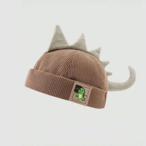 Mũ cho bé bằng vải hình khủng long màu nâu