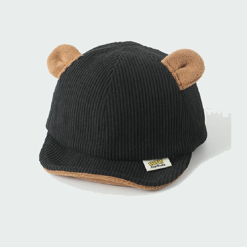 Mũ tai gấu cho bé bằng vải màu đen
