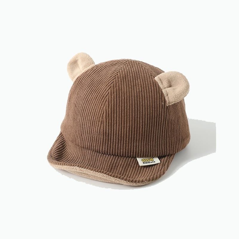 Mũ tai gấu cho bé bằng vải màu nâu