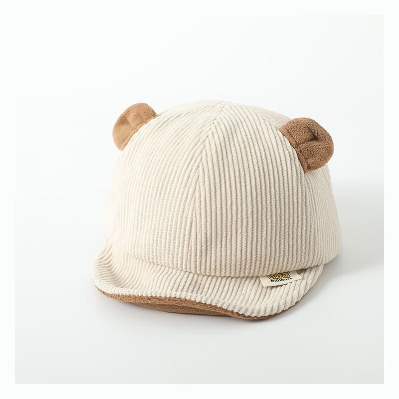 Mũ tai gấu cho bé bằng vải màu be