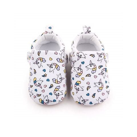 Giày cho trẻ em bằng vải màu trắng (họa tiết pony)