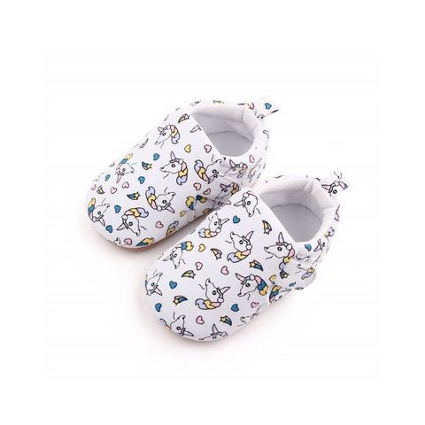 Giày cho trẻ em bằng vải màu trắng (họa tiết pony)