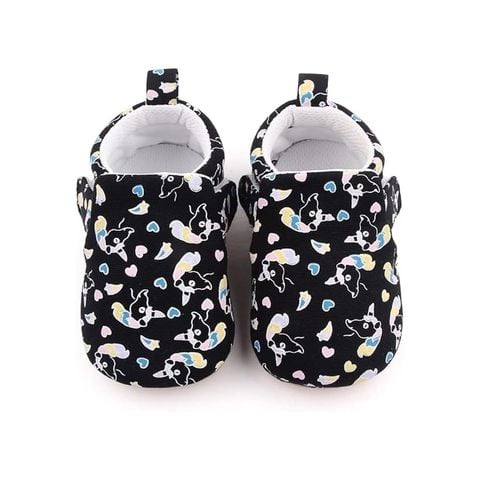 Giày cho trẻ em bằng vải màu đen (họa tiết pony)