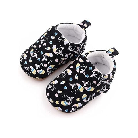 Giày cho trẻ em bằng vải màu đen (họa tiết pony)