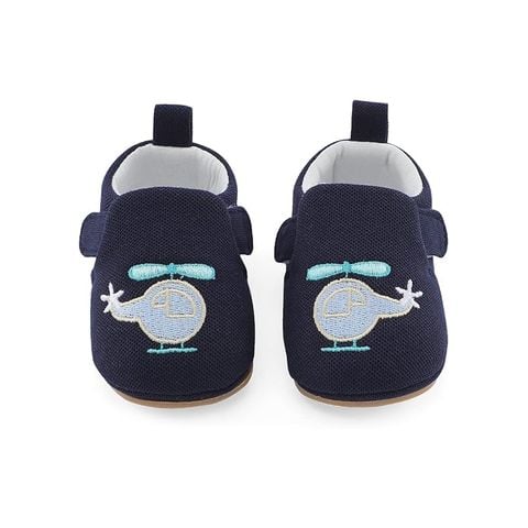Giày cho trẻ em bằng vải xanh navy (họa tiết máy bay)