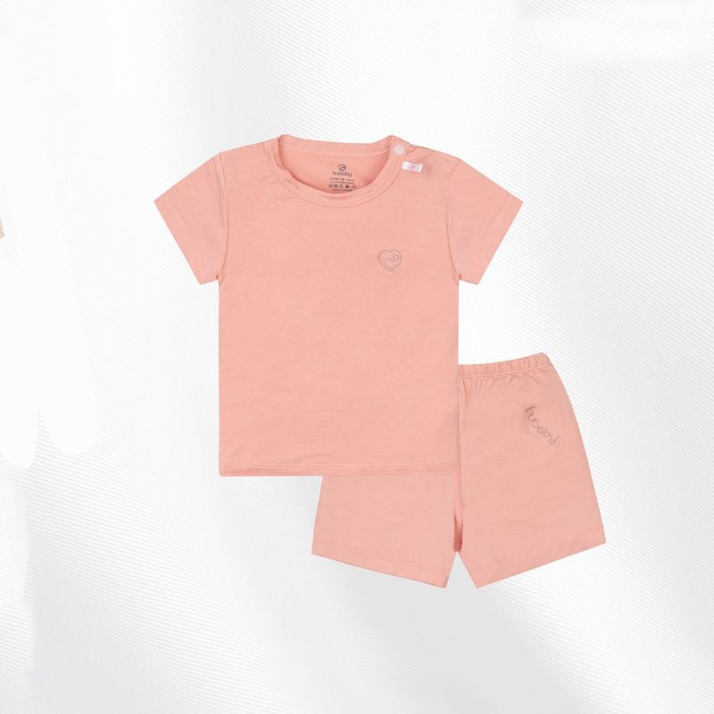 BU-BỘ NGẮN TAY CÀI VAI BAMBUS - HỒNG