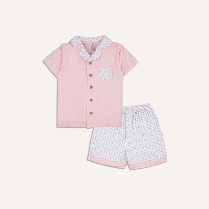 BỘ NGẮN TAY BU PYJAMAS ICONIC 1 - HỒNG - TRẮNG IN ICONIC 1