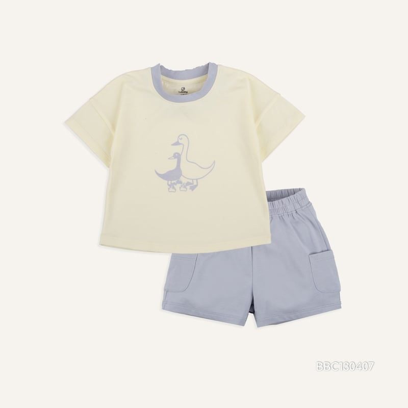 BỘ NGẮN TAY CỔ TRÒN BAMCO BU - KEM - GHI