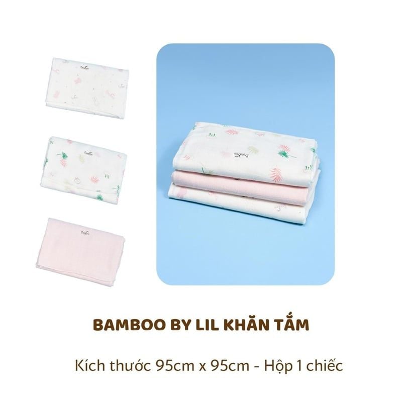 KHĂN TẮM HỌA TIẾT HỒNG BAMBOO BY LIL