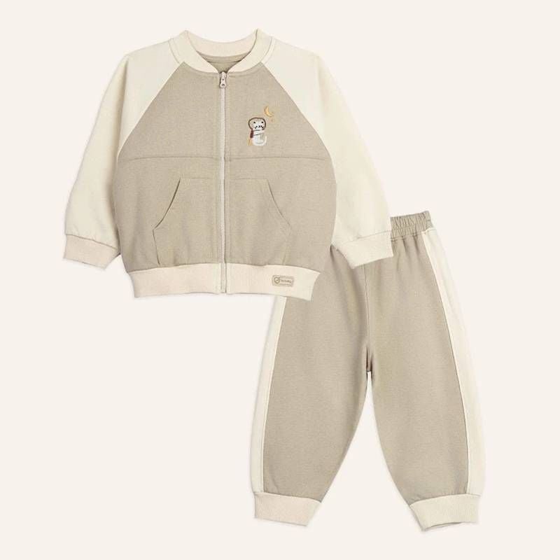 BỘ DÀI TAY BU BABY KÉO KHÓA - BE NÂU - BE