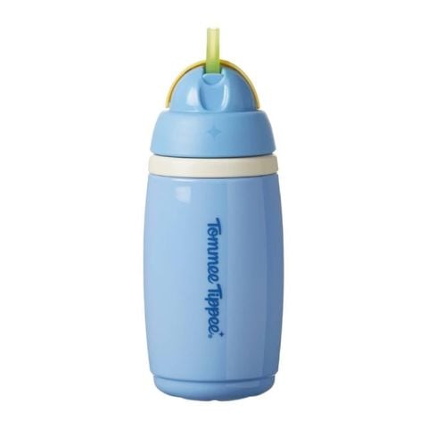 Bình uống nước giữ nhiệt có ống hút Tommee Tippee INS STRAW 266ml, từ 12 tháng - xanh
