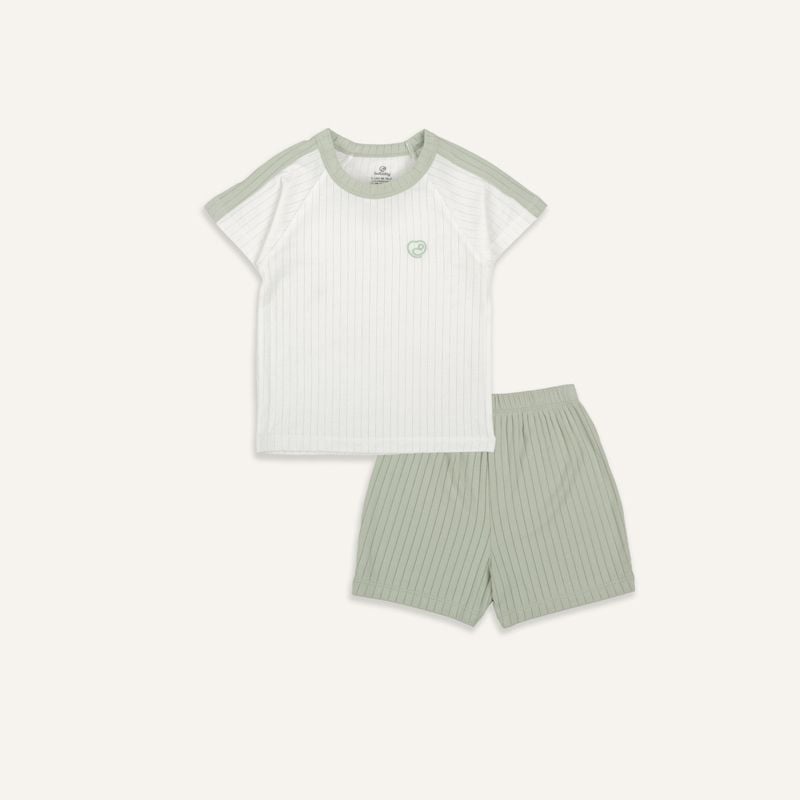 BỘ NGẮN TAY RAGLAN BU CỔ TRÒN MOLIST - TRẮNG 8442 - XANH OLIVE 8442