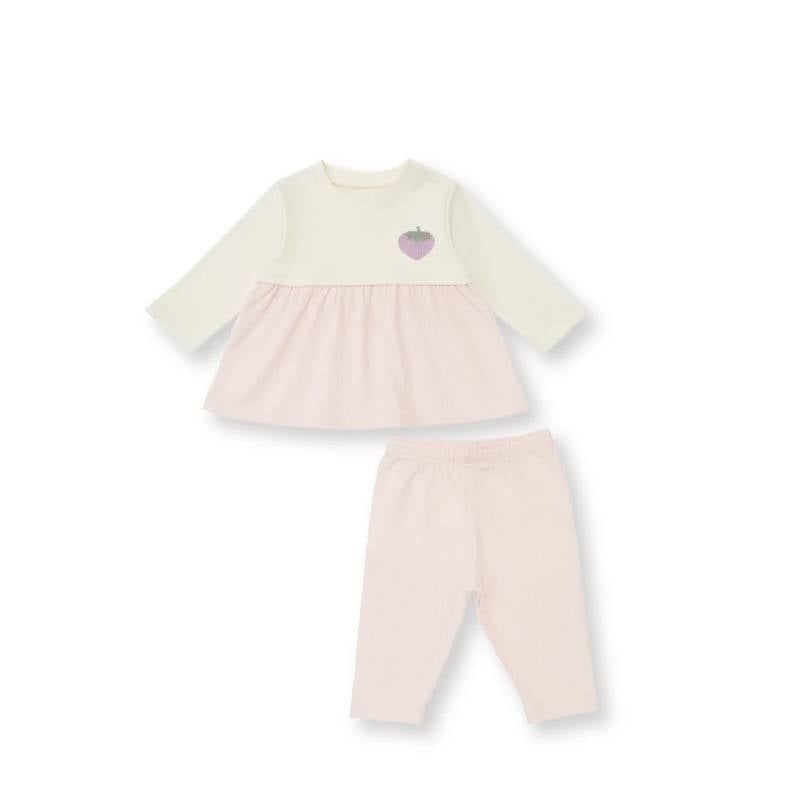 BỘ BÉ GÁI DÀI TAY NH517N - IVORY - HỒNG NHẠT