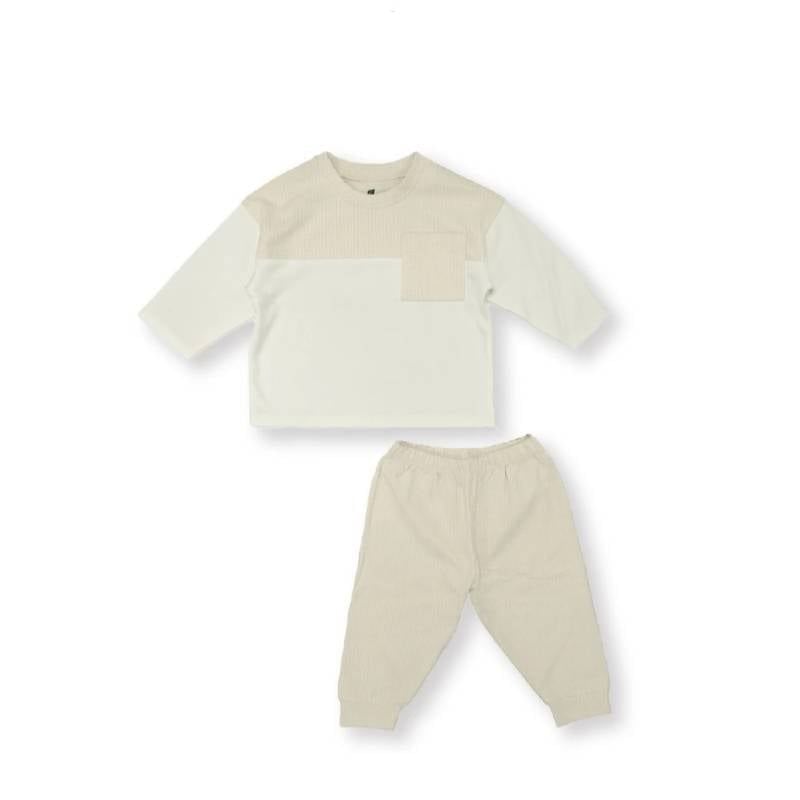 BỘ BÉ TRAI DÀI TAY NH516N - IVORY - BE NÂU