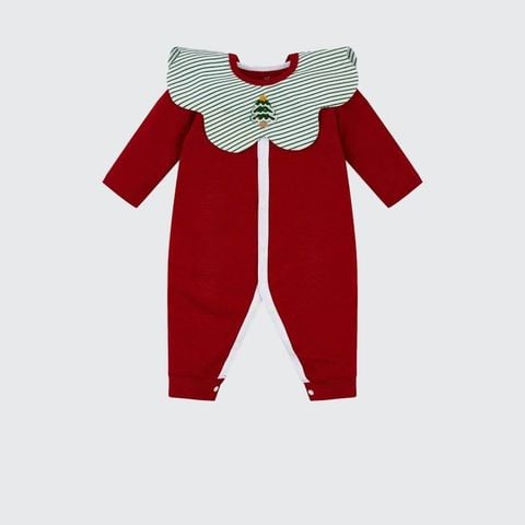 Body dài tay La Pomme cây thông hạnh phúc - Đỏ