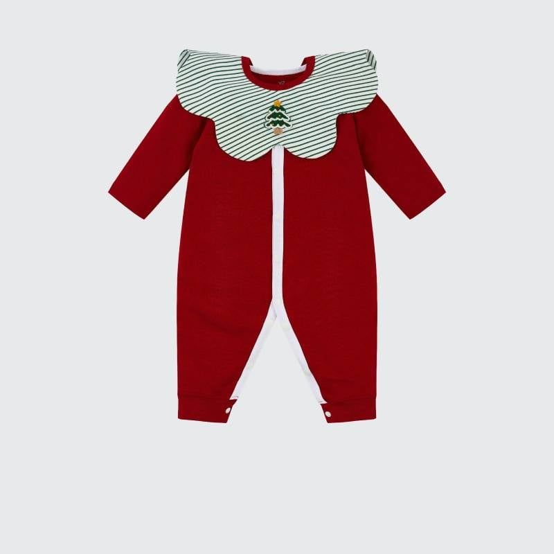 Body dài tay La Pomme cây thông hạnh phúc - Đỏ