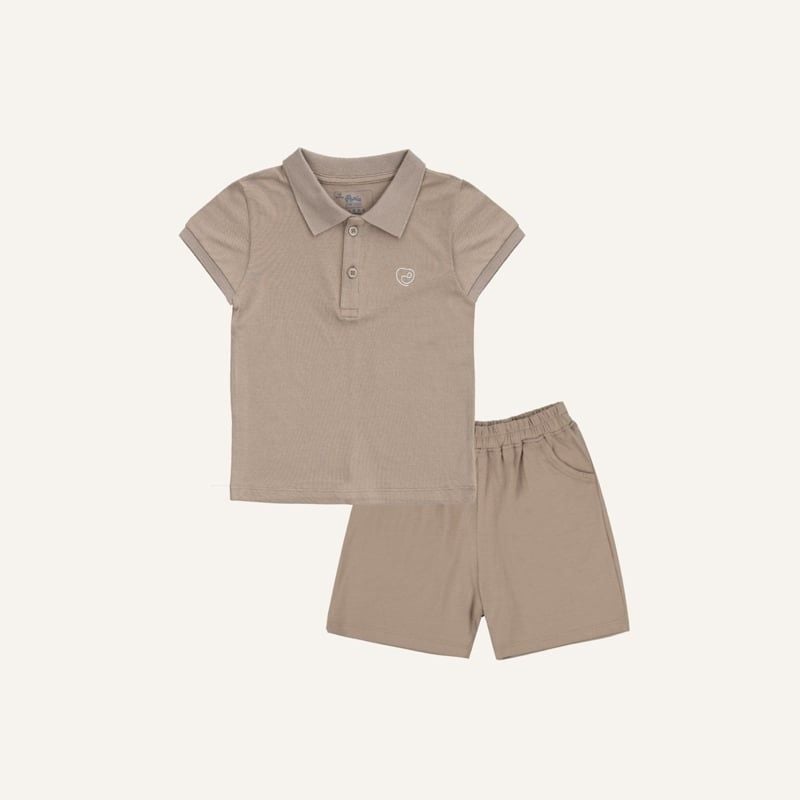 BỘ NGẮN TAY CỔ POLO BU - NÂU SỮA
